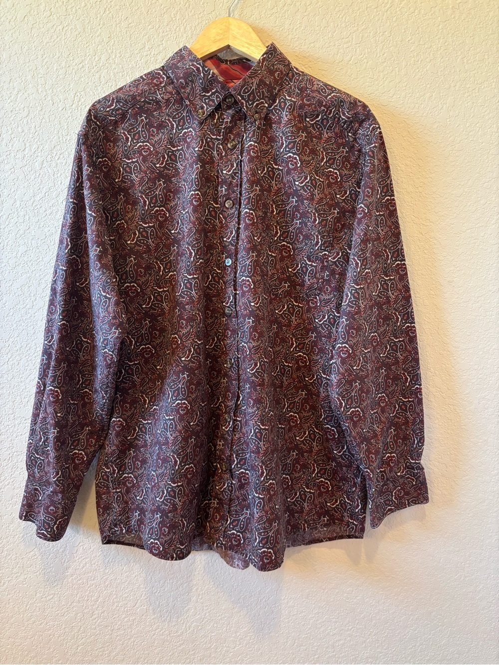 Men's Panhandle Paisley Button-Up Long Sleeve Western Shirt in Burgundy Large